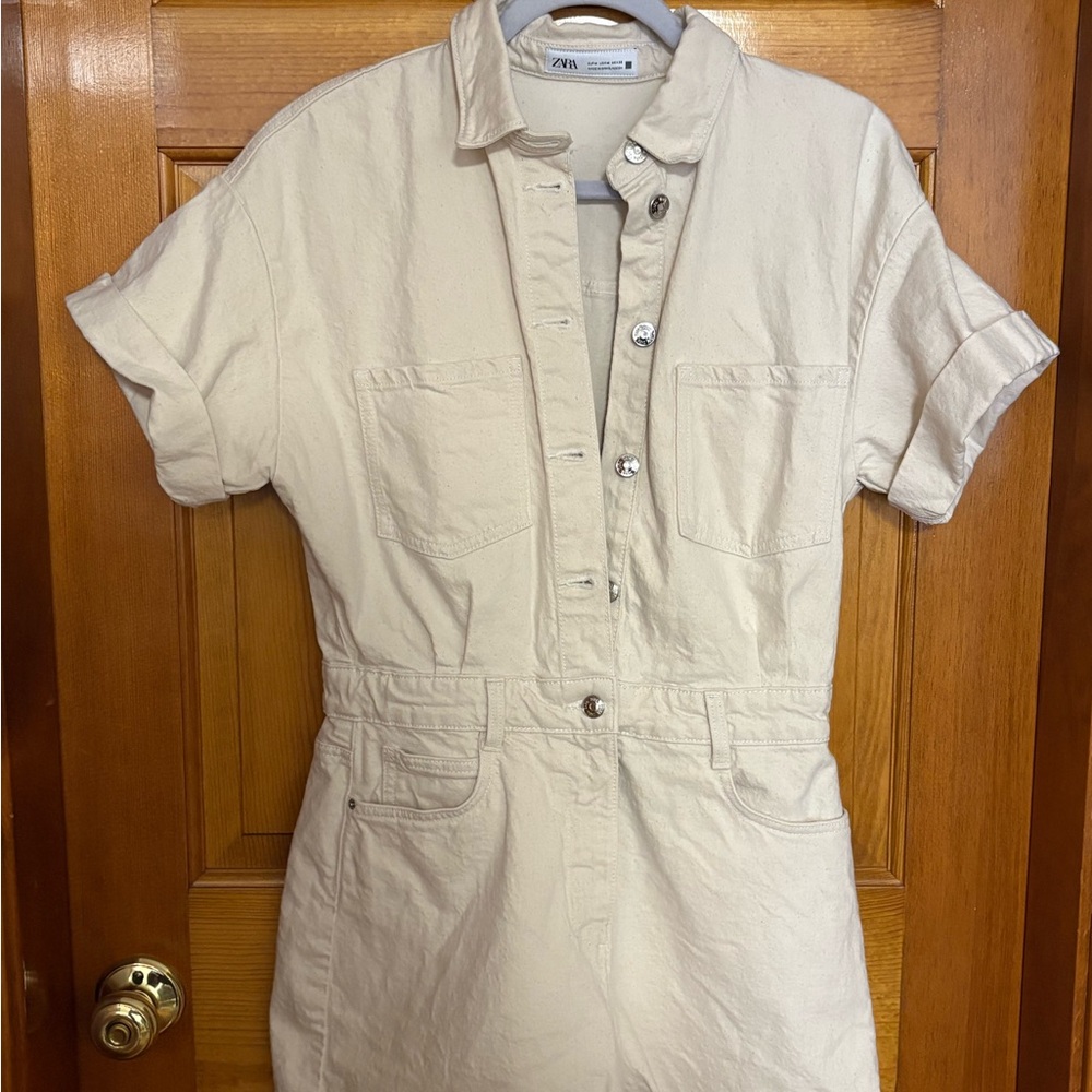 Zara Denim Cream Romper